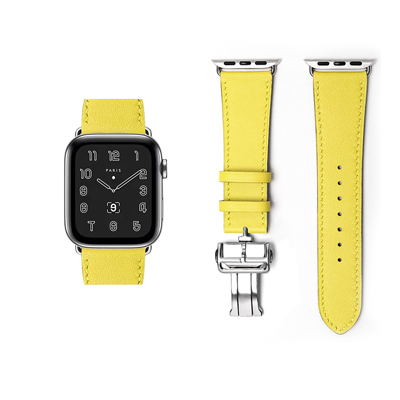 

Vobafe Часы Strap Apple Compatibility Cowhide Leather Material 43mm, Imported Swift cowhide ★ lemon yellow