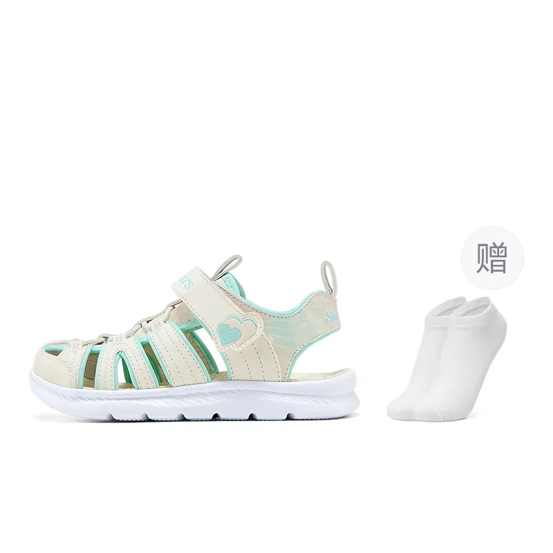 

Skechers Kids Сандалии детские, дышащие, износостойкие, нескользящие, с низким верхом, цвета слоновой кости