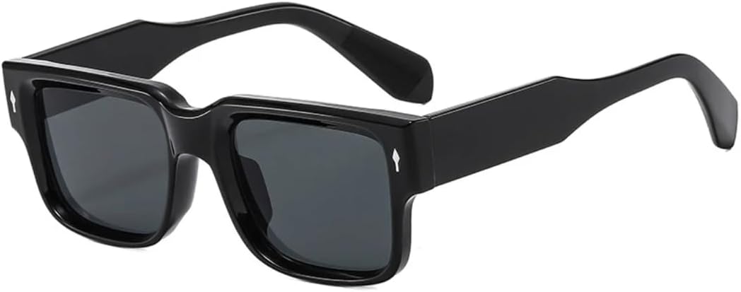 

Ретро-заклепки украшают классическую квадратную оправу женских солнцезащитных очков класса люкс для мужчин, для путешествий и рыбалки, трендовые очки с защитой от УФ-излучения UV400 TVTBBVV, Black Gray