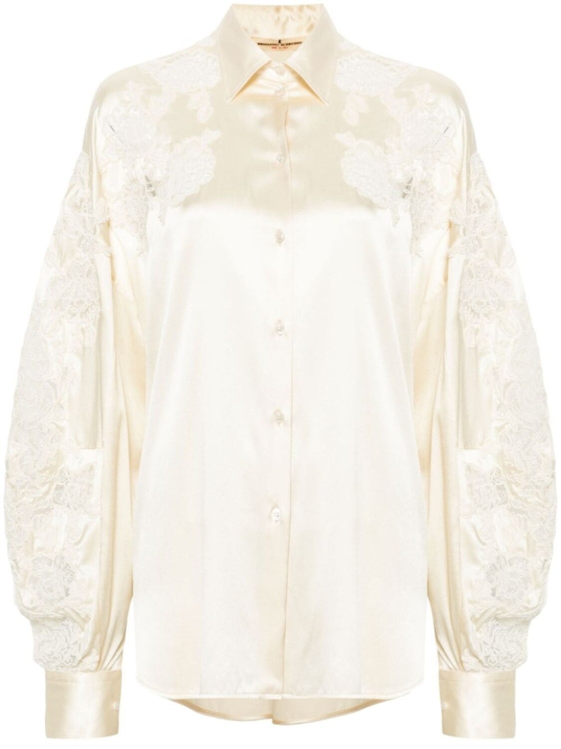 

Ermanno Scervino атласная рубашка с кружевом, нейтральный цвет