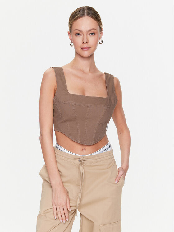 

Топ приталенного кроя Calvin Klein, коричневый