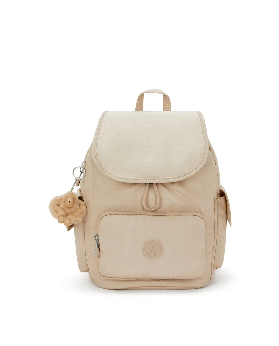 

Женский рюкзак с клапаном и передним карманом Kipling, бежевый