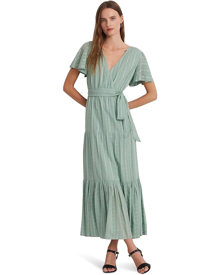 

Платье LAUREN Ralph Lauren Shadow-Gingham Belted Cotton-Blend, цвет Soft Laurel