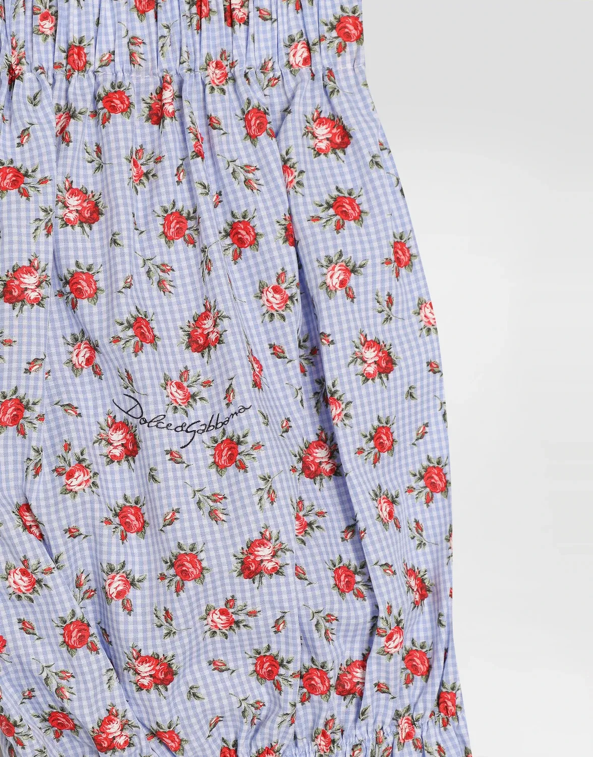 Маленькие шорты из поплина с принтом в розы Dolce & Gabbana, голубой — фото 4