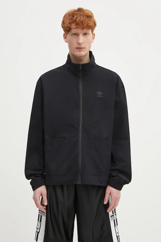 

Хлопковая рубашка Essentials Seersucker Track Top Adidas Originals, черный