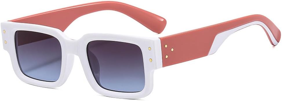 

Ретро женские двухцветные солнцезащитные очки с декоративными заклепками, защита от УФ-излучения UV400; мужские модные солнцезащитные очки с градиентным переходом цвета TKKTLLT, White Pink Gray Blue