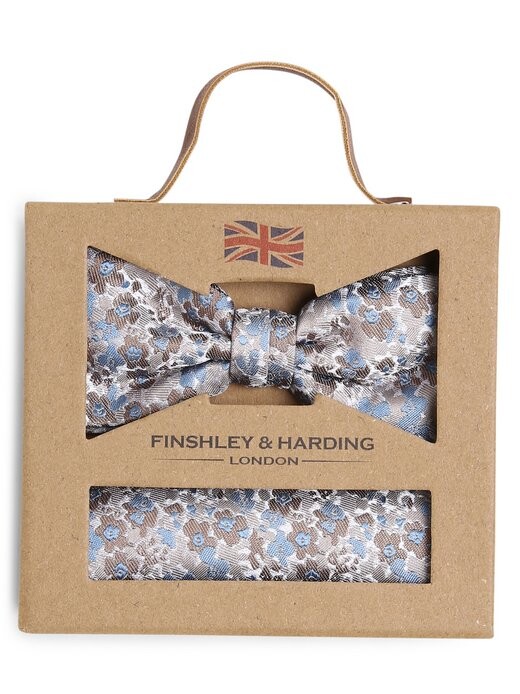 

Шелковый галстук-бабочка и нагрудный платок Finshley & Harding London, бежевый