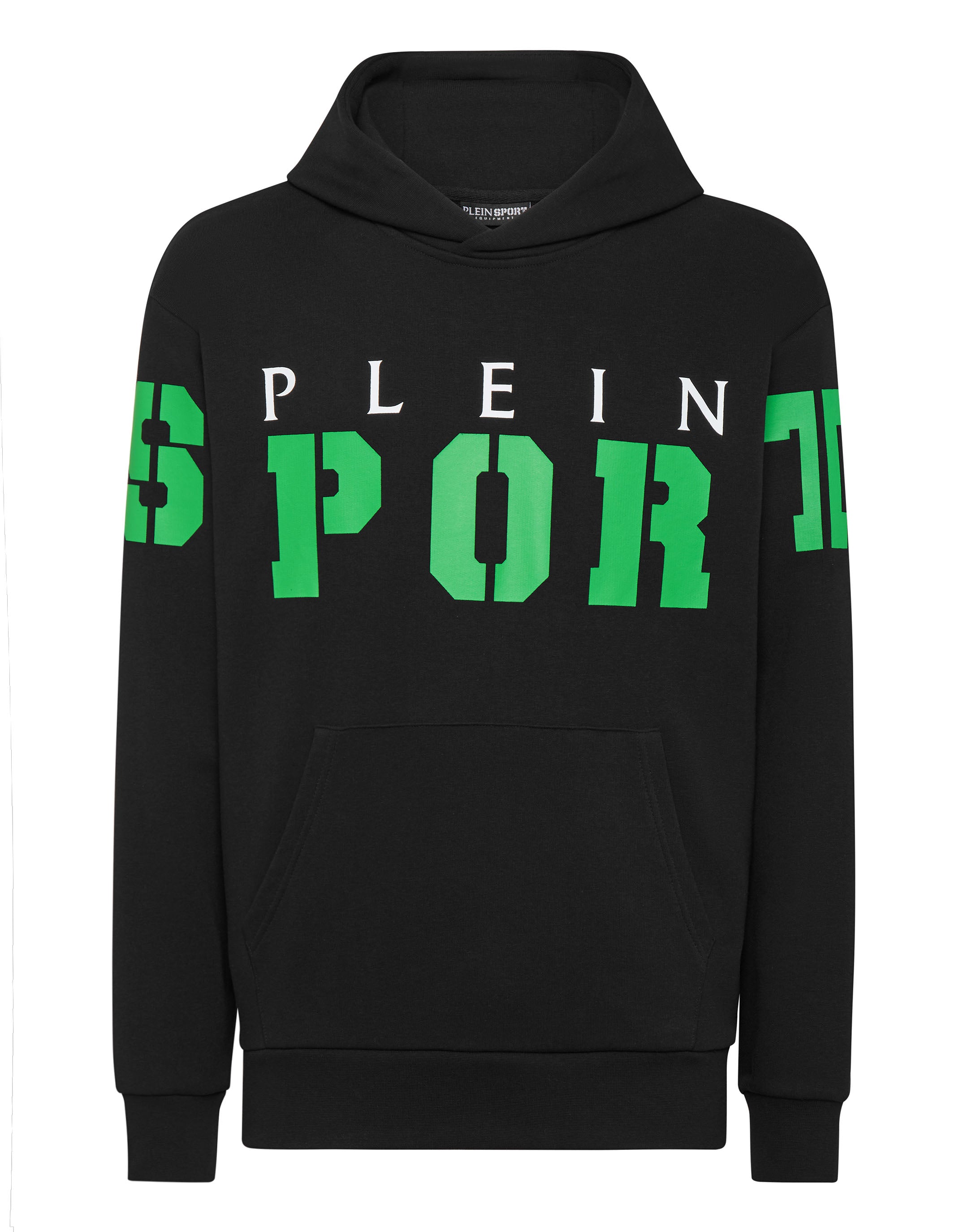

Толстовка с капюшоном PLEIN SPORT, цвет black+green fluo