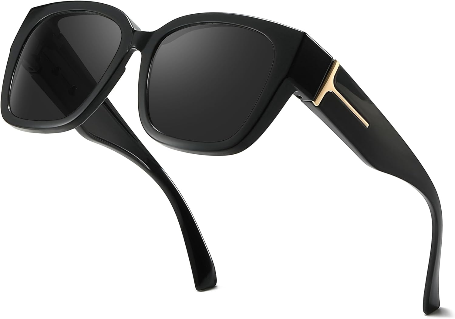 

Поляризованные солнцезащитные очки FIMILU для женщин, надеваемые поверх обычных очков, большие квадратные солнцезащитные очки для вождения и активного отдыха с защитой от УФ-излучения UV400, A01-black