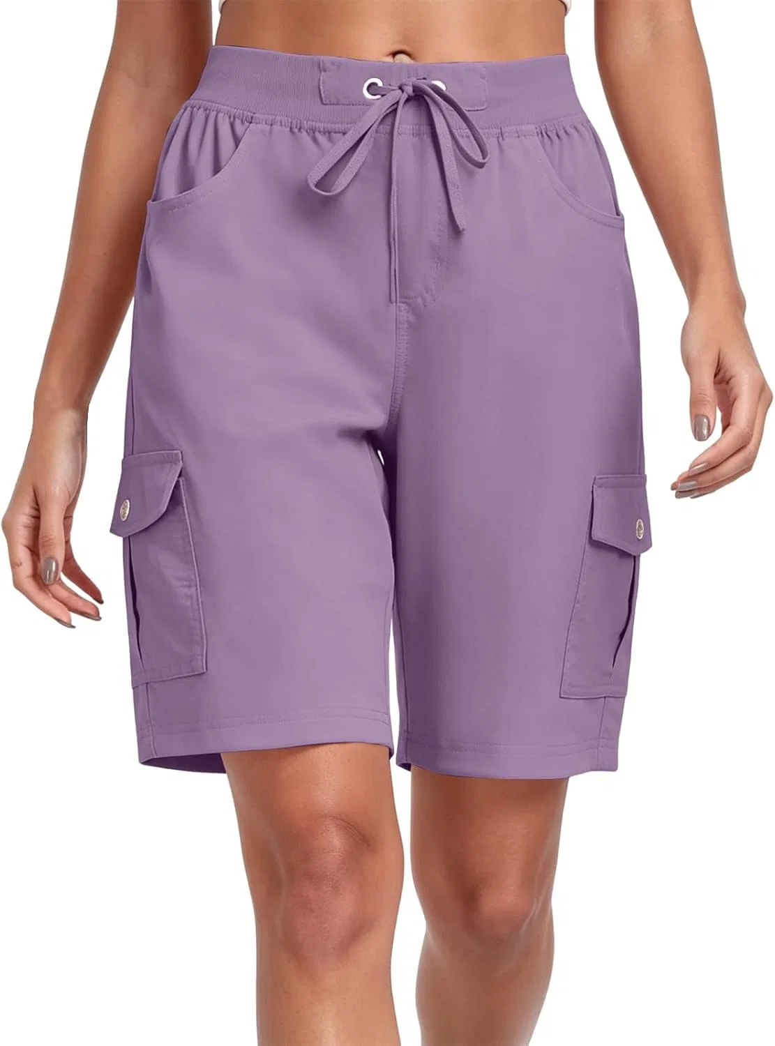 Шорты карго женские High Waisted, быстросохнущие, с карманами, A09 Light Purple — фото 2