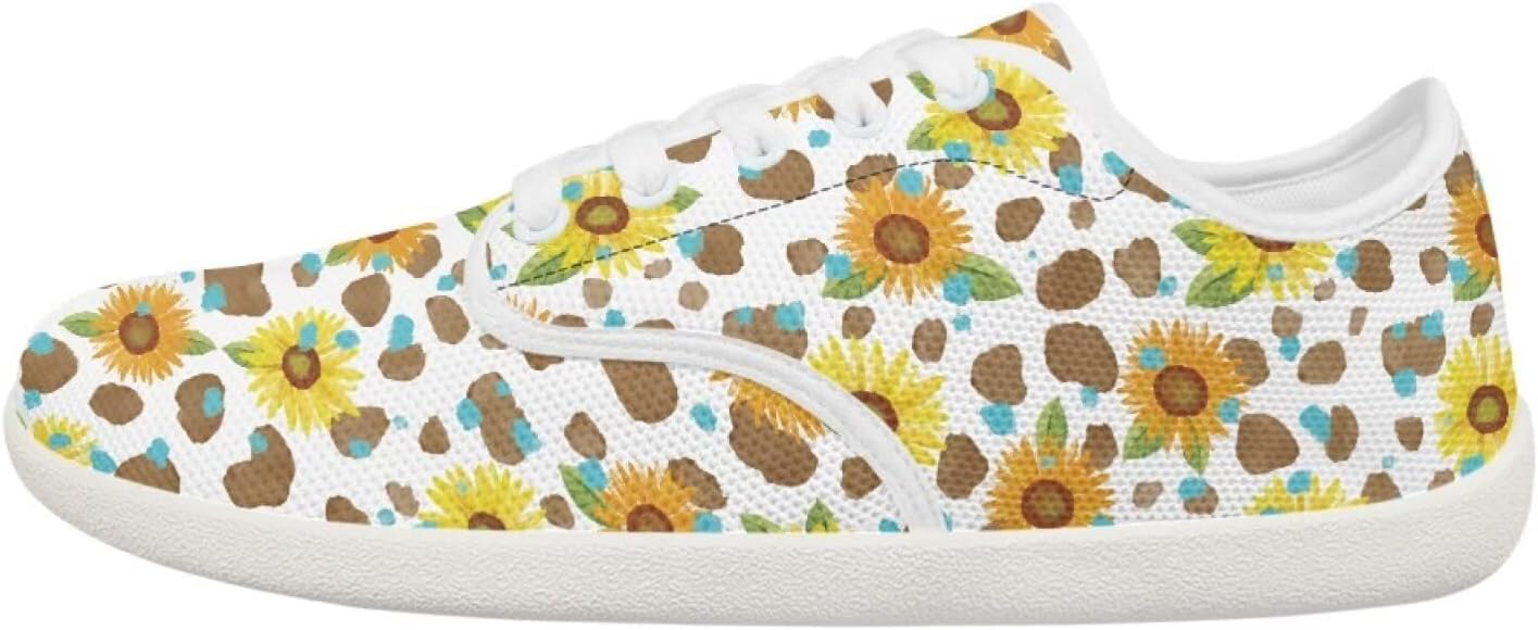 

Кроссовки Forchrinse с принтом цветных яиц для женщин, счастливая Пасха, обувь для босых ног, минималистичные кроссовки для мужчин, обувь с широким носком Zero Box для повседневной носки, Sunflower Cow Print