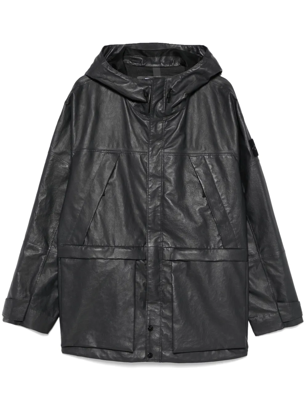 

Кожаная куртка на молнии Stone Island, черный
