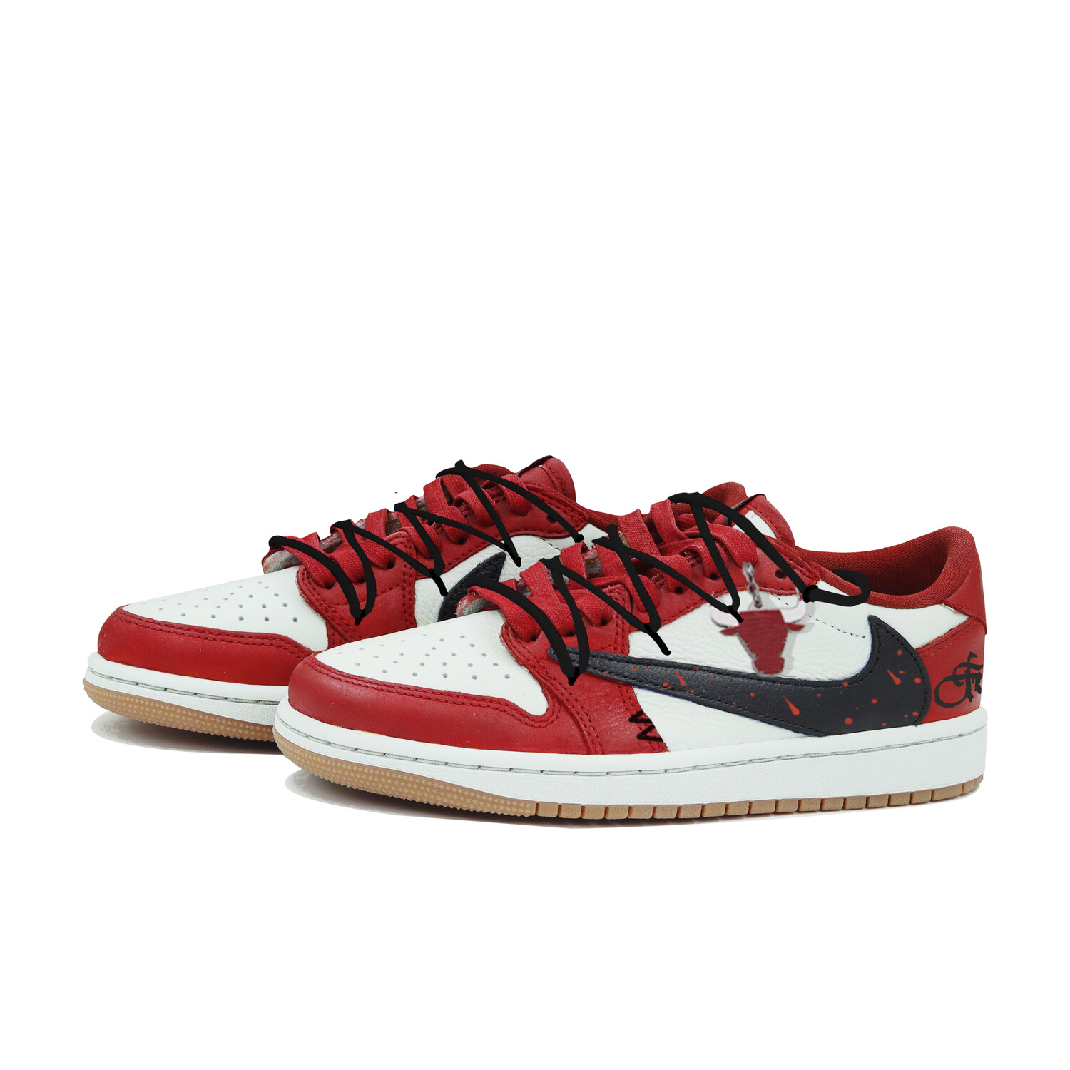Кроссовки Travis Scott Air Jordan 1 Vintage Basketball Shoes Women's Low-top, красный — фото 3