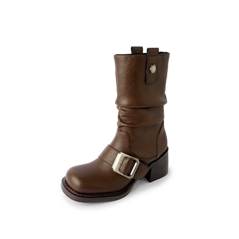 Yeezyy Reezy Коричневые женские полусапожки на каблуке 6 см, цвет Brown