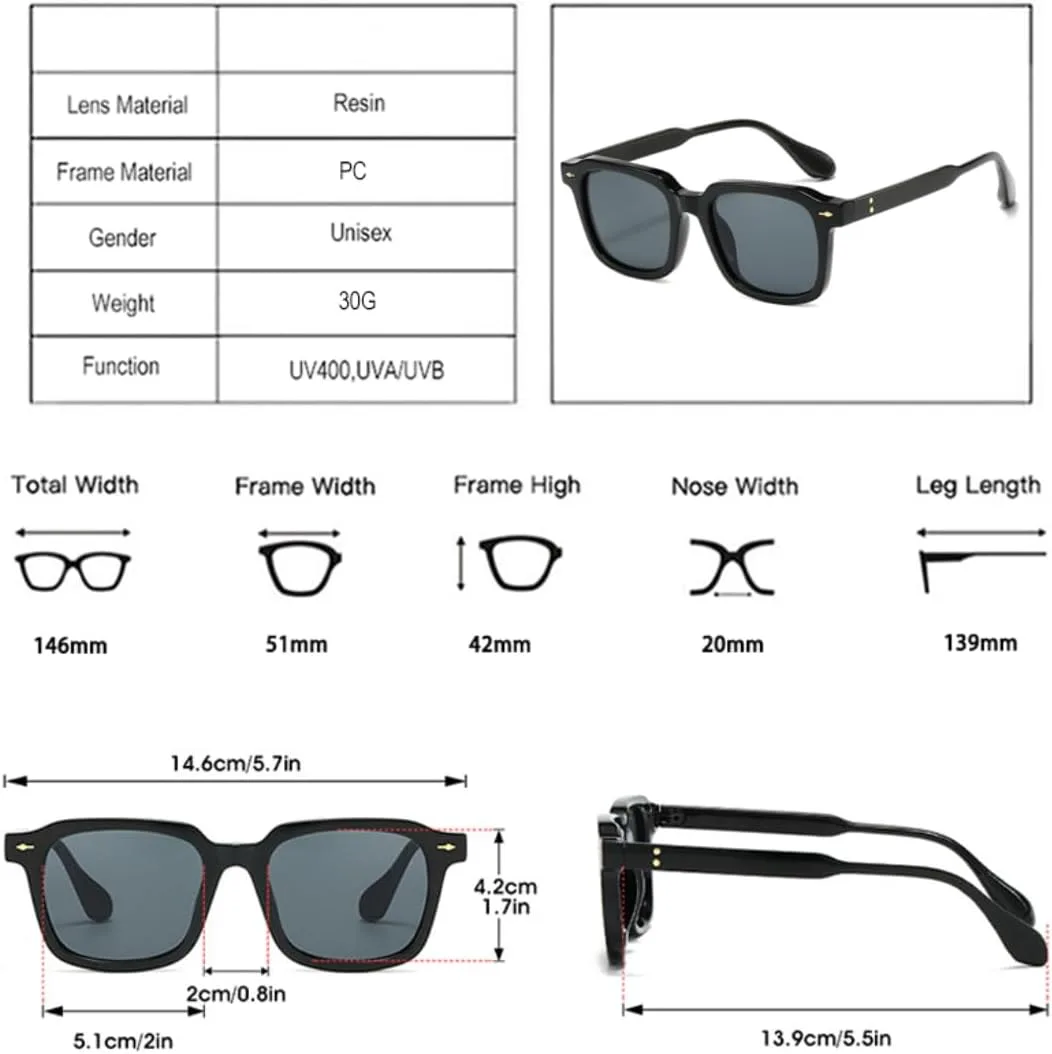 

Мужские солнцезащитные очки в стиле ретро с квадратными заклепками, модные солнцезащитные очки UV400 для женщин, трендовые градиентные очки UATXTAU, Transparent Blue