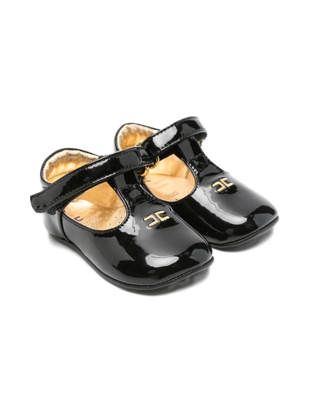 

Балетки с Т-образной перекладиной из лакированной телячьей кожи Elisabetta Franchi La Mia Bambina, черный