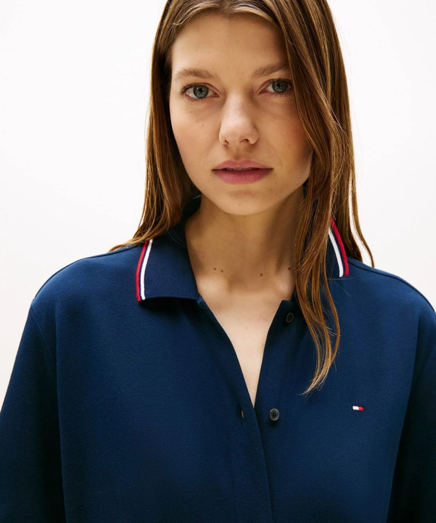 Женское хлопковое платье-поло TOMMY HILFIGER коричневое — фото 2