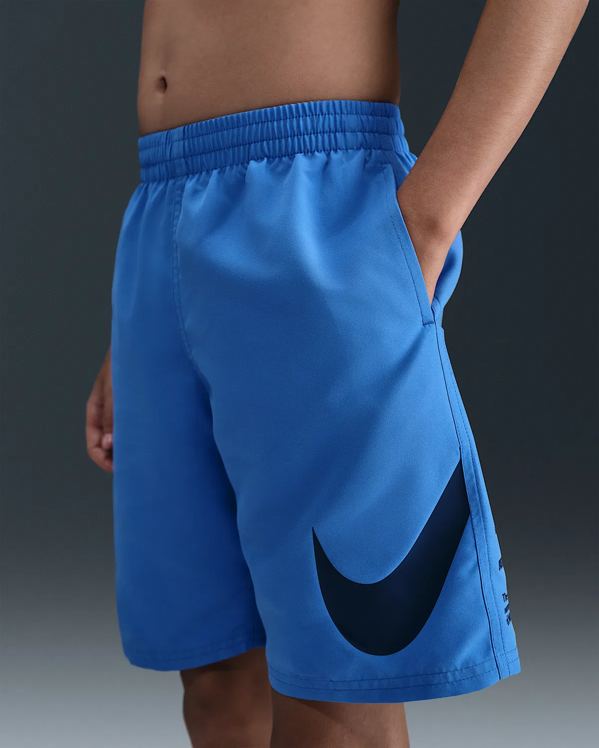 Детские (мальчиковые) плавки Nike Swim Breaker 7" с боксерской подкладкой, Blue Crystal/Blue Crystal/Blue Crystal/Midnight Navy — фото 2