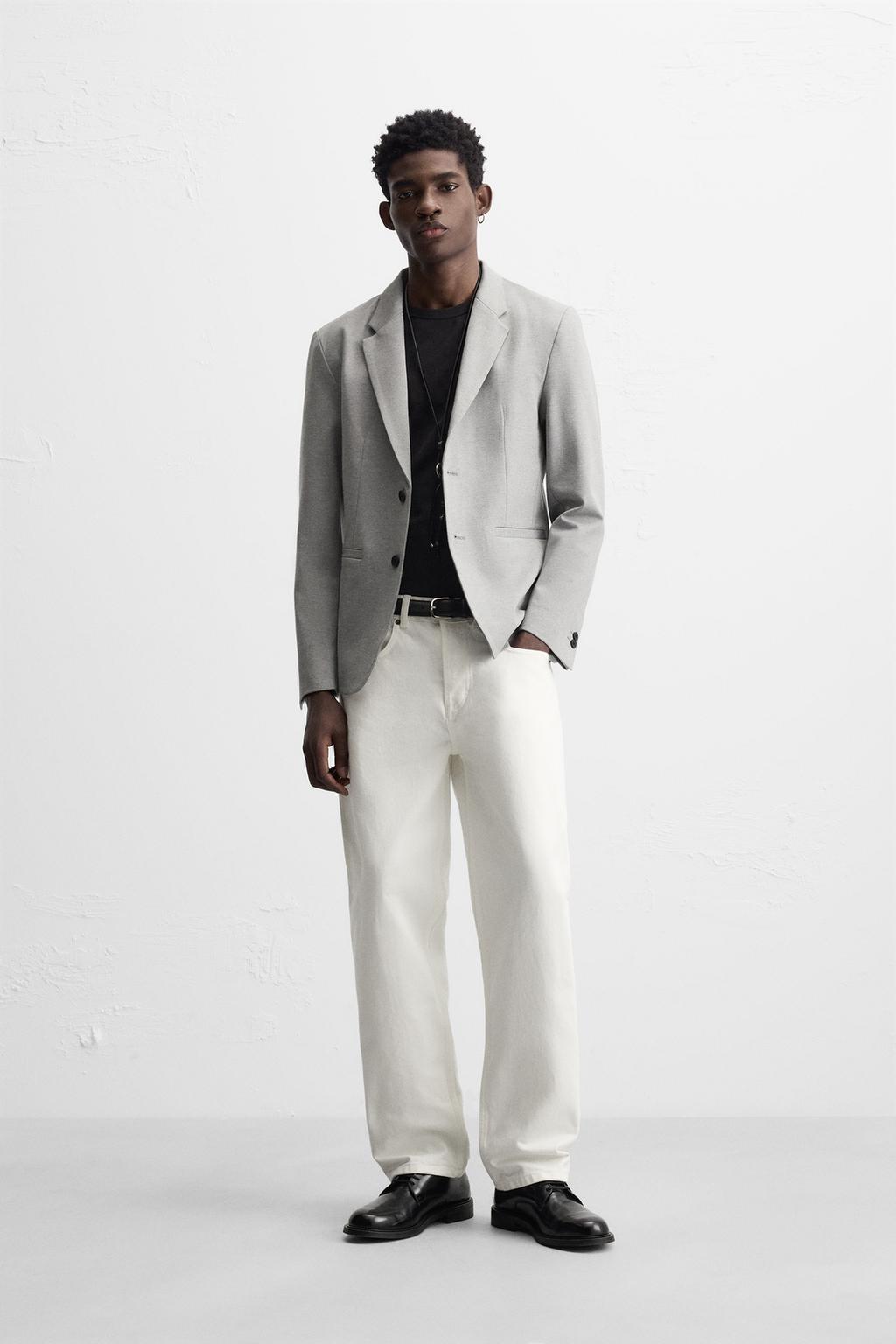 

Комфортный приталенный блейзер ZARA, серый