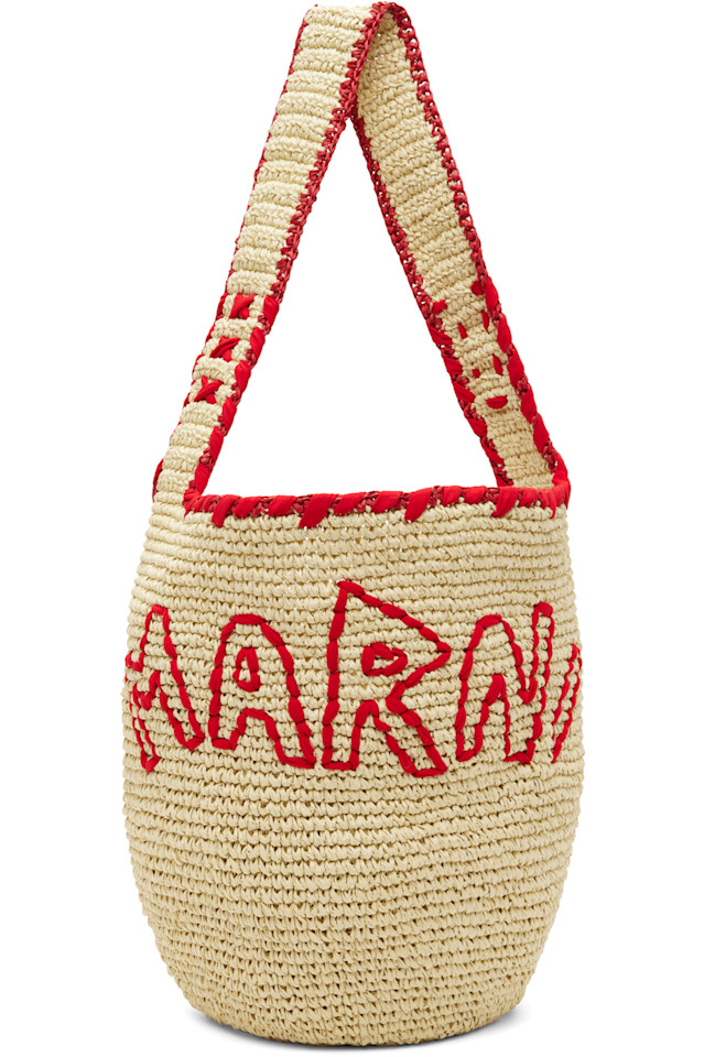 

Marni Бежевая сумка-тоут Nassa среднего размера