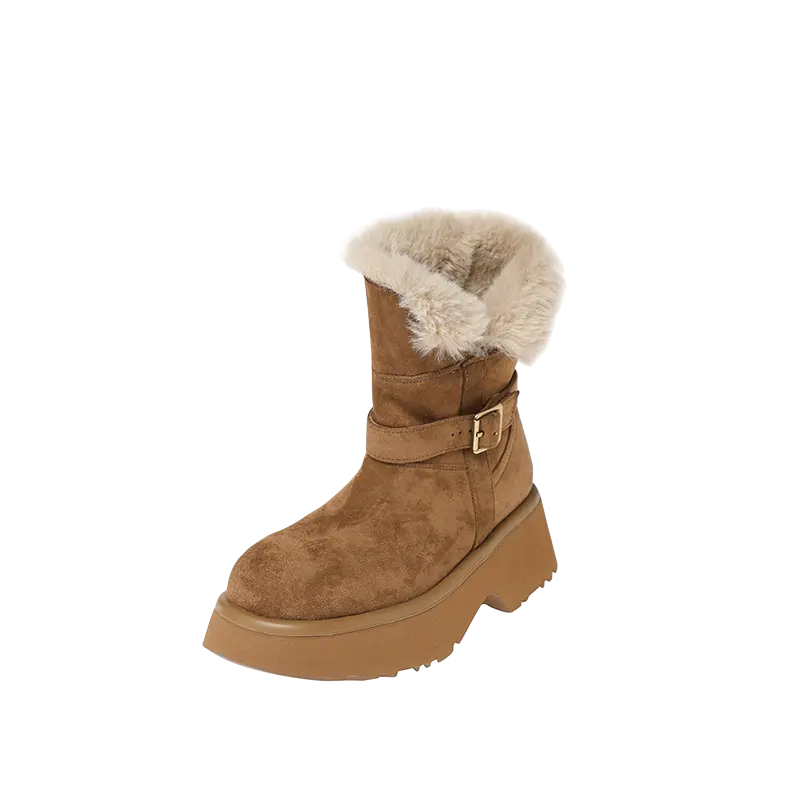 Теплые короткие зимние сапоги женские каштанового цвета Yeezyy Reezy, Chestnut