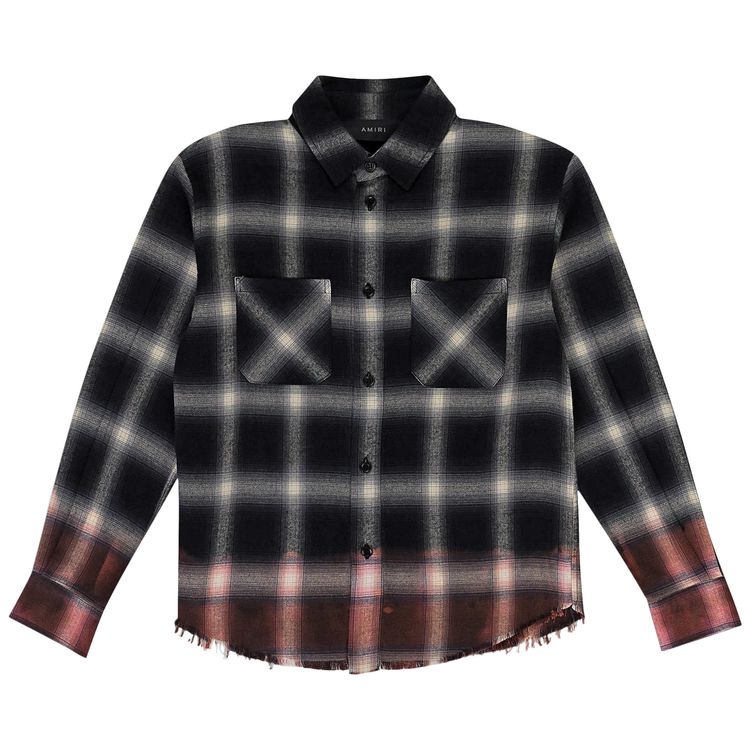 

Рубашка Amiri Distressed Plaid Check Button Down Shirt Black, черный