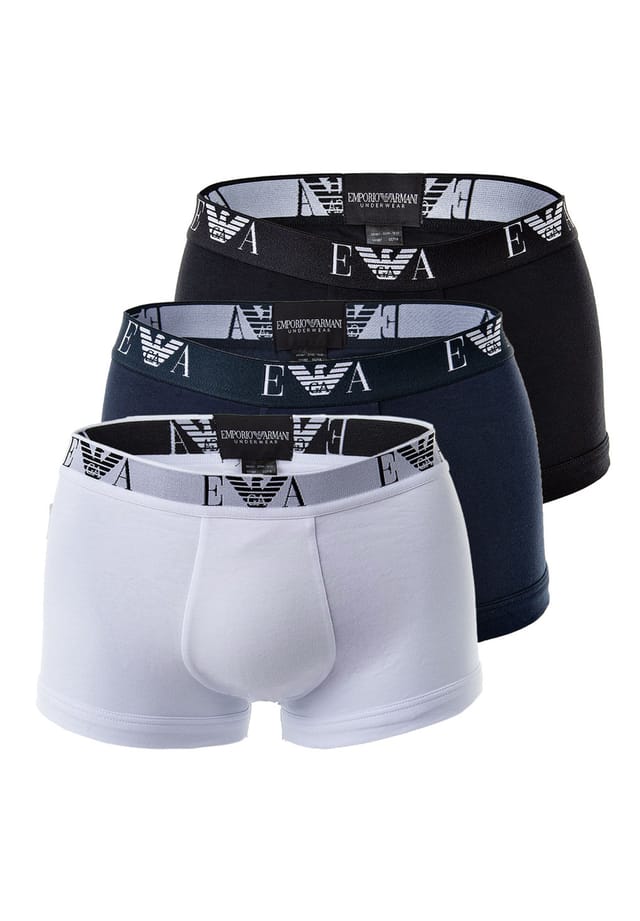

Комплект из 3 шорт - трусы-боксеры нижнее белье из эластичного хлопка Emporio Armani, мультиколор