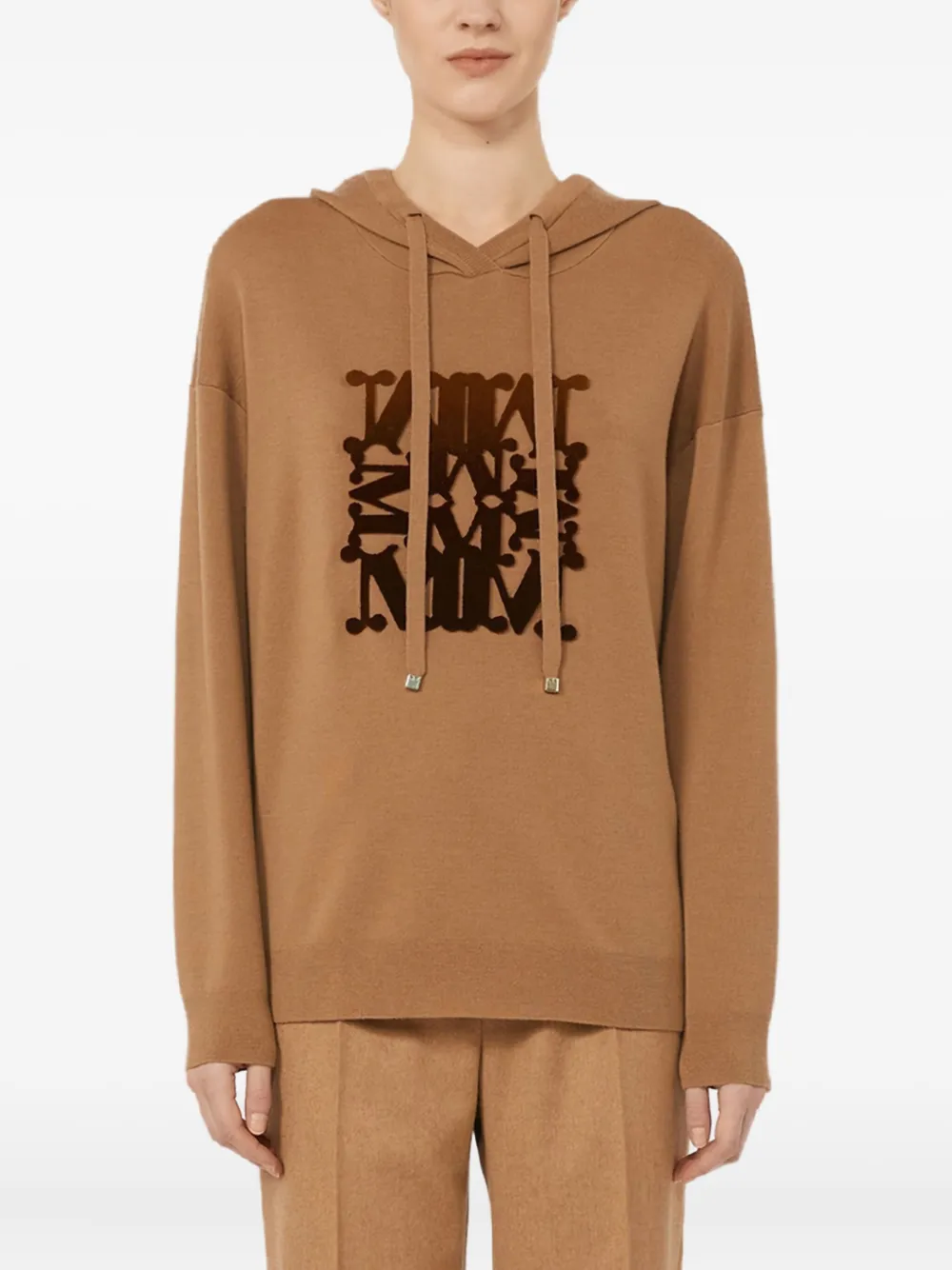 

Толстовка с капюшоном и бархатным логотипом MAX MARA, коричневый