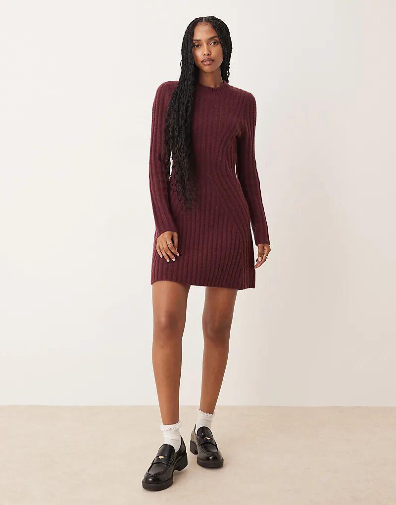 

Трикотажное структурированное мини-платье ASOS DESIGN сливового цвета
