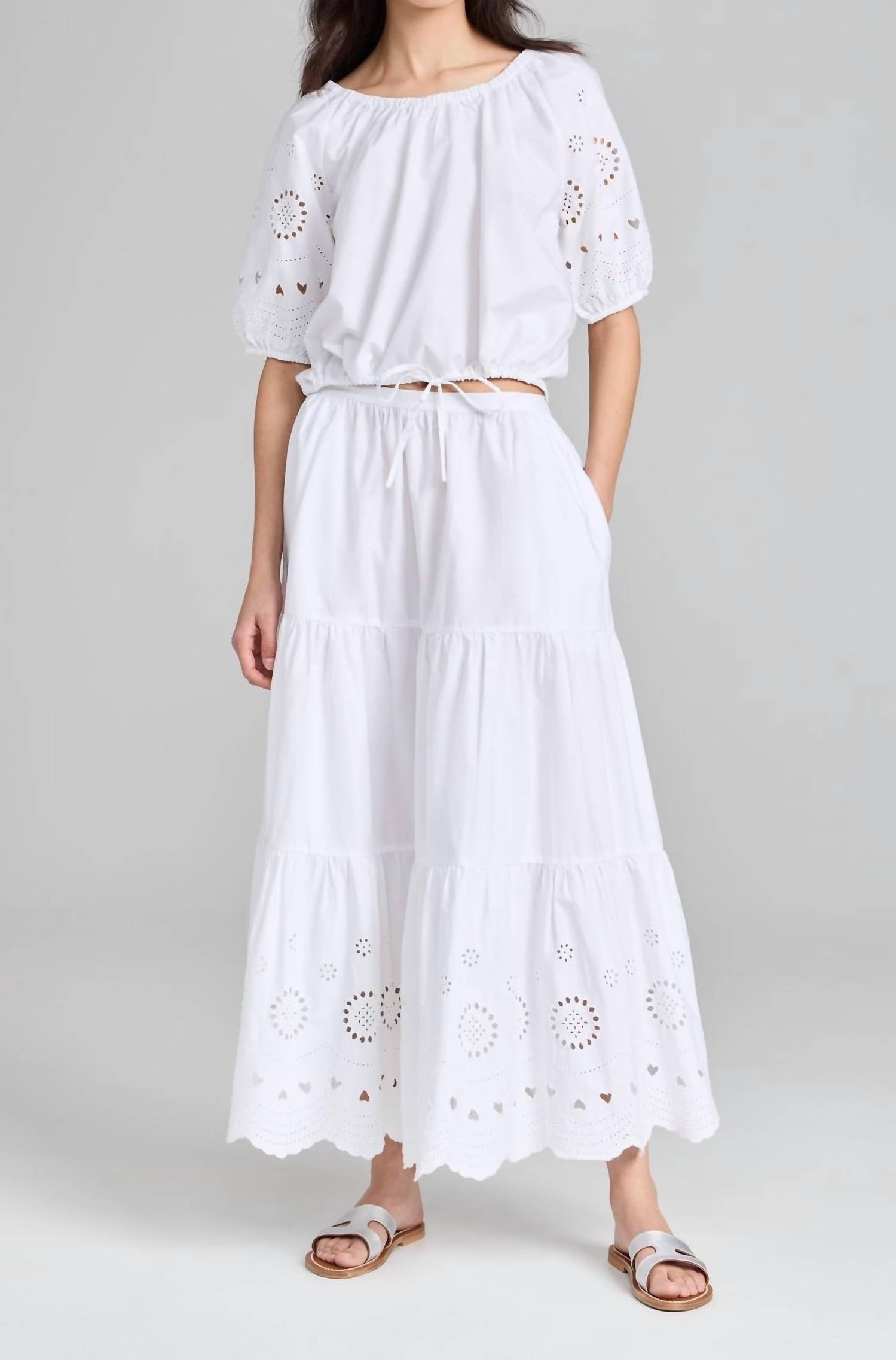 

Юбка-макси Gabrielle Eyelet белого цвета KERRI ROSENTHAL
