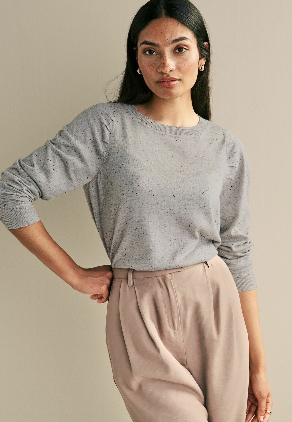 

Вязаный свитер CREW NECK PETITE Next, серый