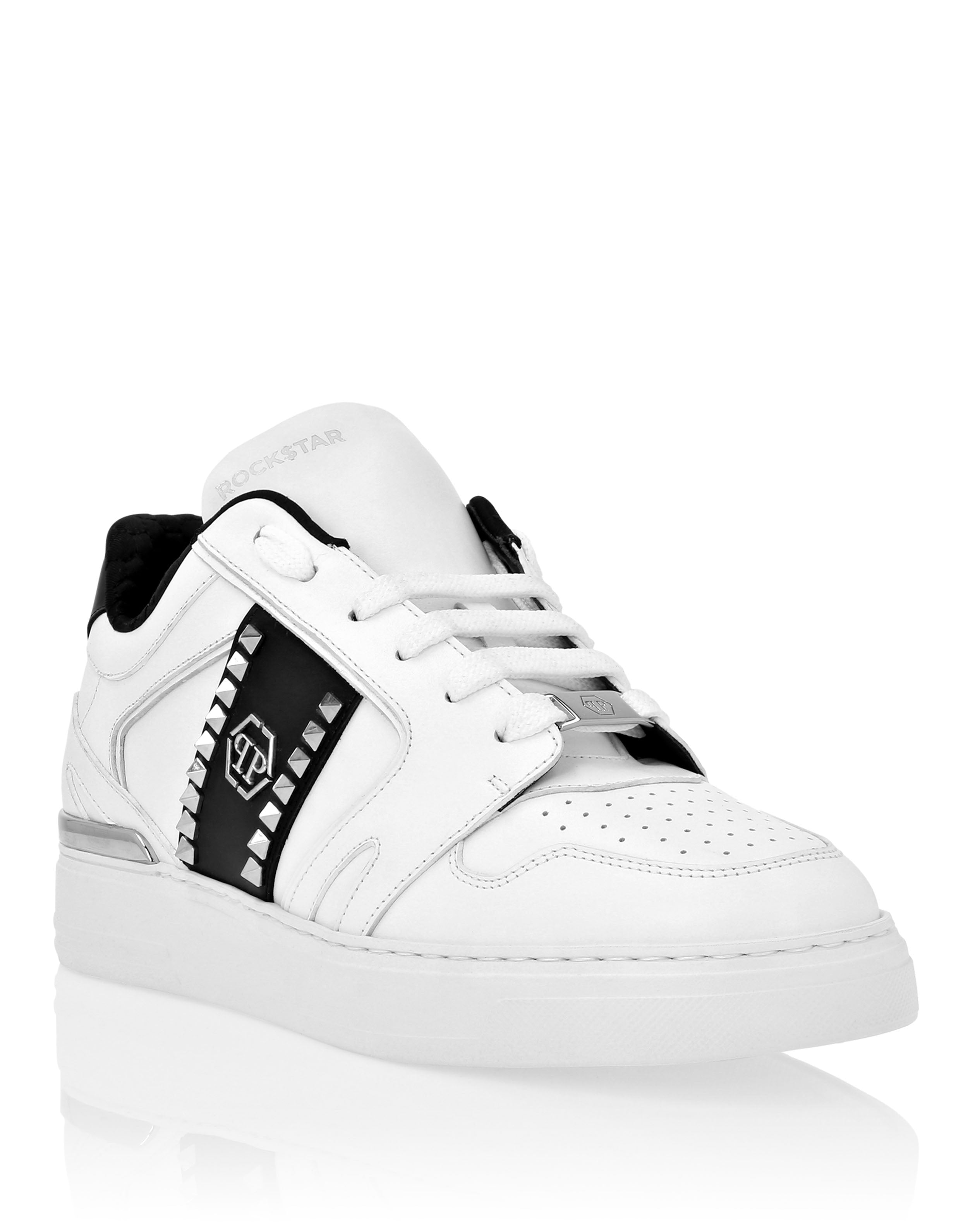 

Кеды Lo-Top из кожи Nappa с шипами PHILIPP PLEIN, белый/черный