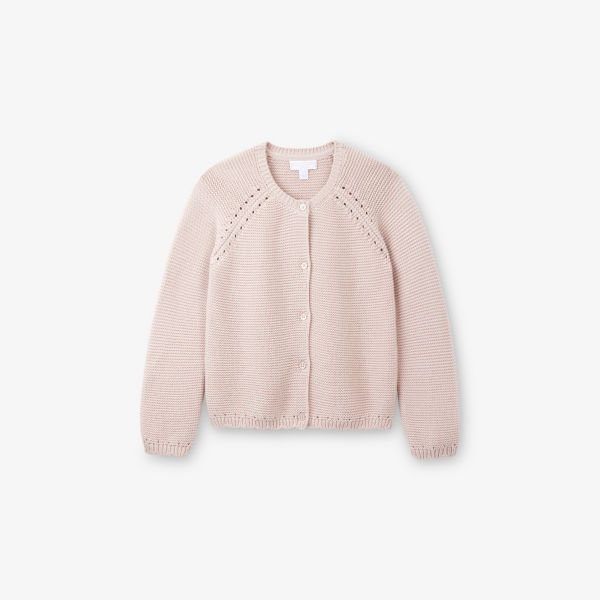 

Кардиган The Little White Company с ажурной вязкой, розовый