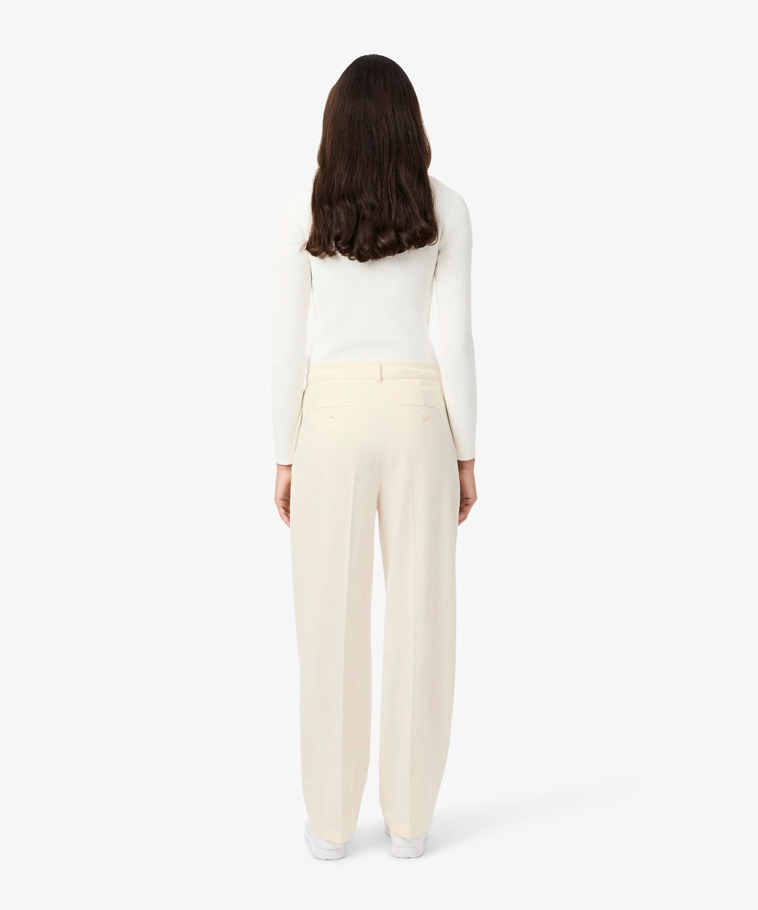 Брюки LACOSTE Off white, фланелевые, широкие, с заправленными штанинами — фото 4