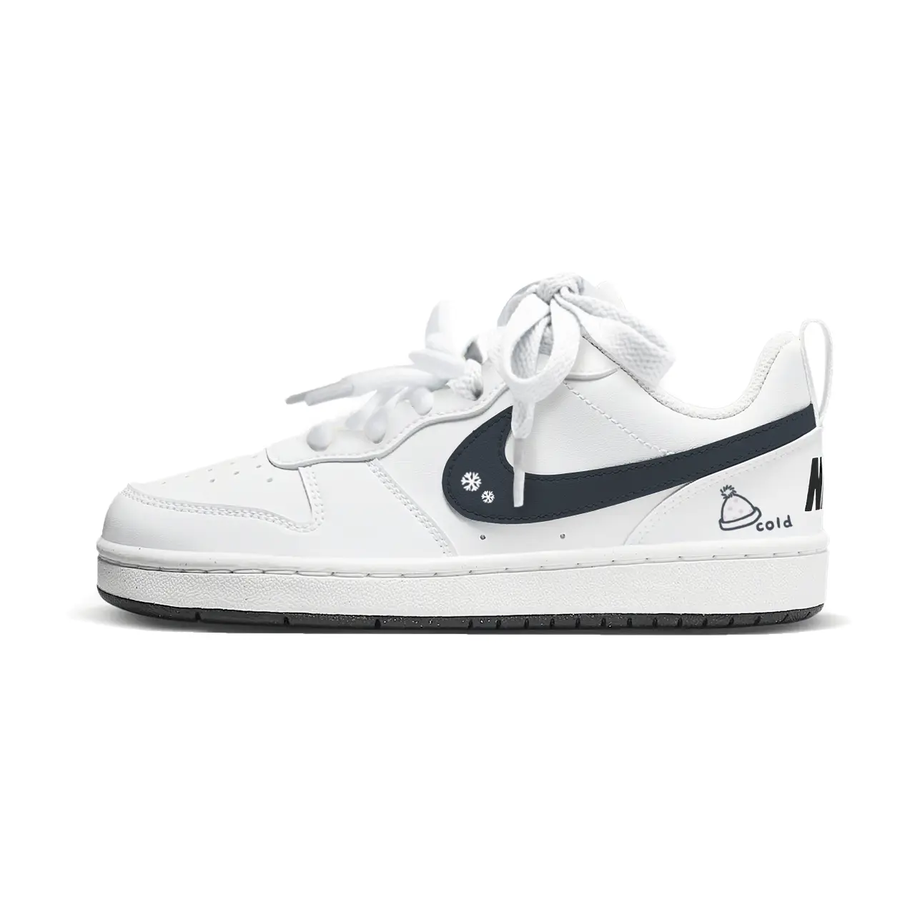 

Nike Детские низкие кеды для скейтбординга Court Borough Pure White Winter Ballad из синтетической кожи, износостойкие