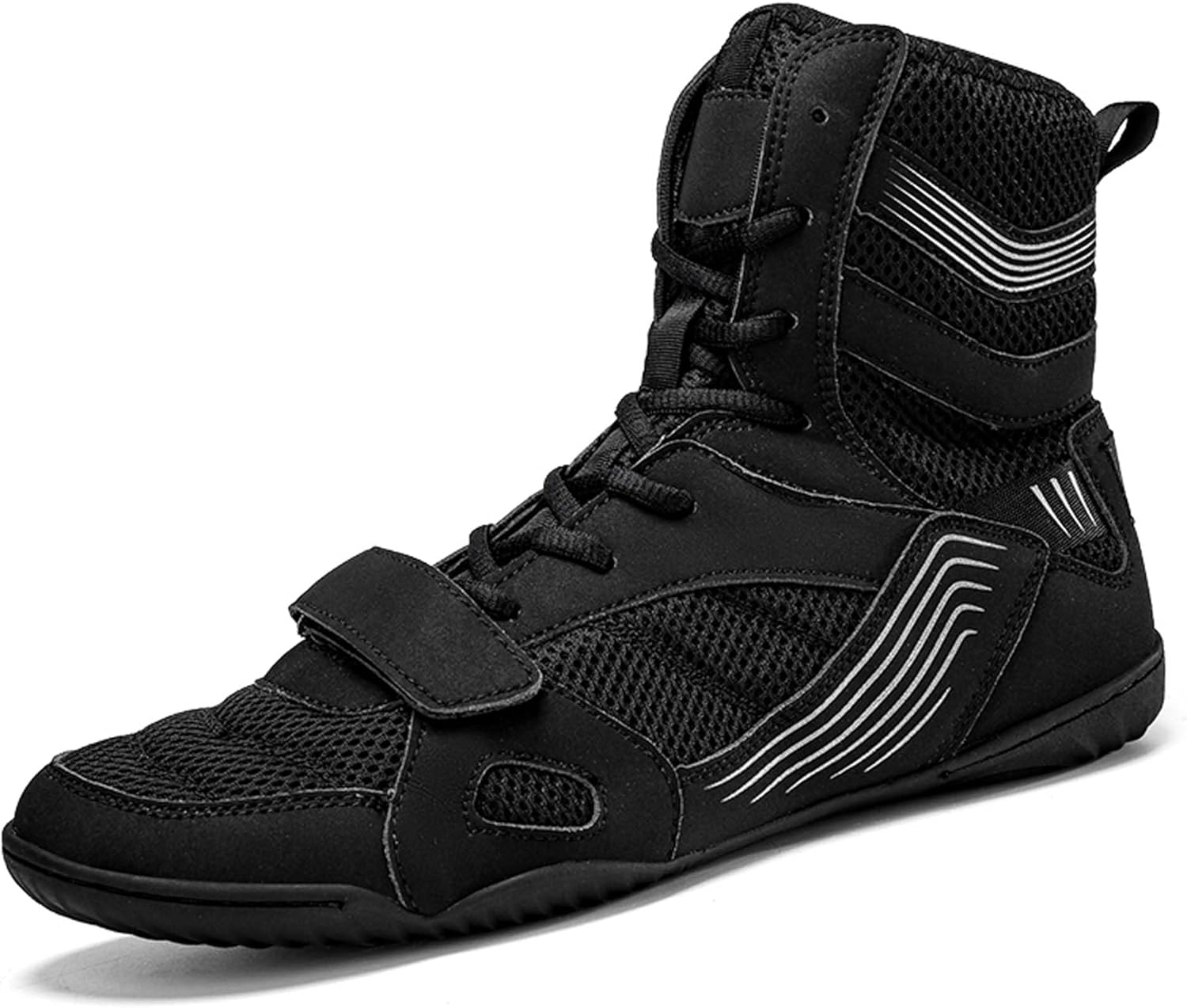 

Мужские и женские профессиональные боксерские ботинки для взрослых, высокие спортивные кроссовки для боев и тренировок, подростковые боксерские и борцовские кроссовки Dzbajrqm, черный