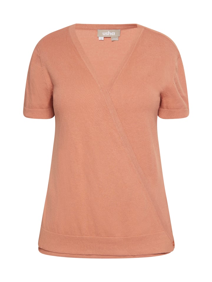 

Женский вязаный свитер бежево-розового цвета Usha