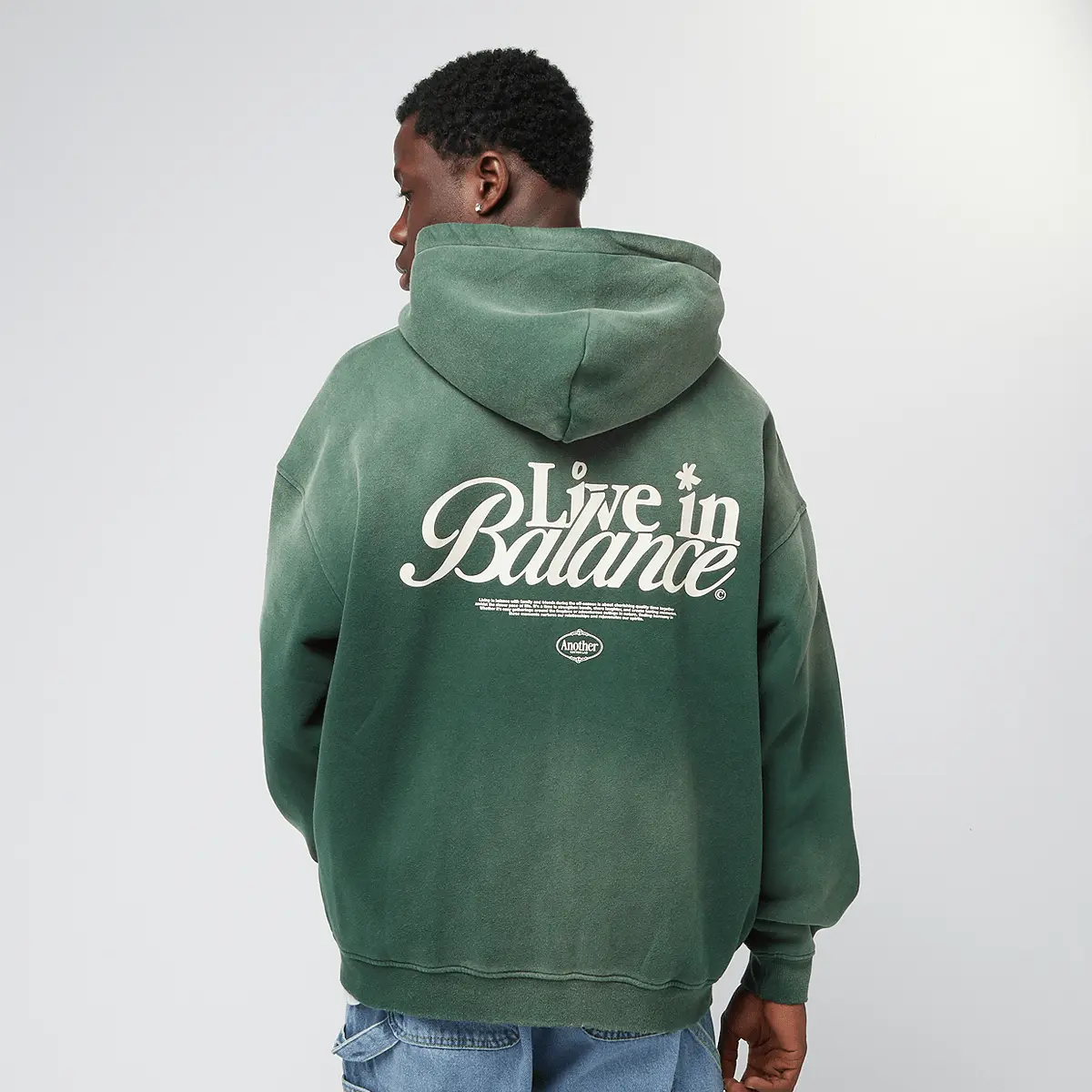 

Худи Another Cotton Lab Live in Balance Oversized Zip, зеленый/белый