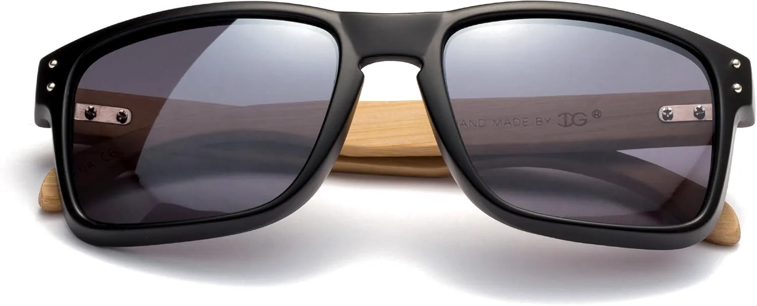 

Newbee Fashion - Солнцезащитные очки "Camarillo" с квадратным дизайном, изготовленные из настоящего бамбука Newbee Fashion Sunglasses, Matte Black/Light Bamboo