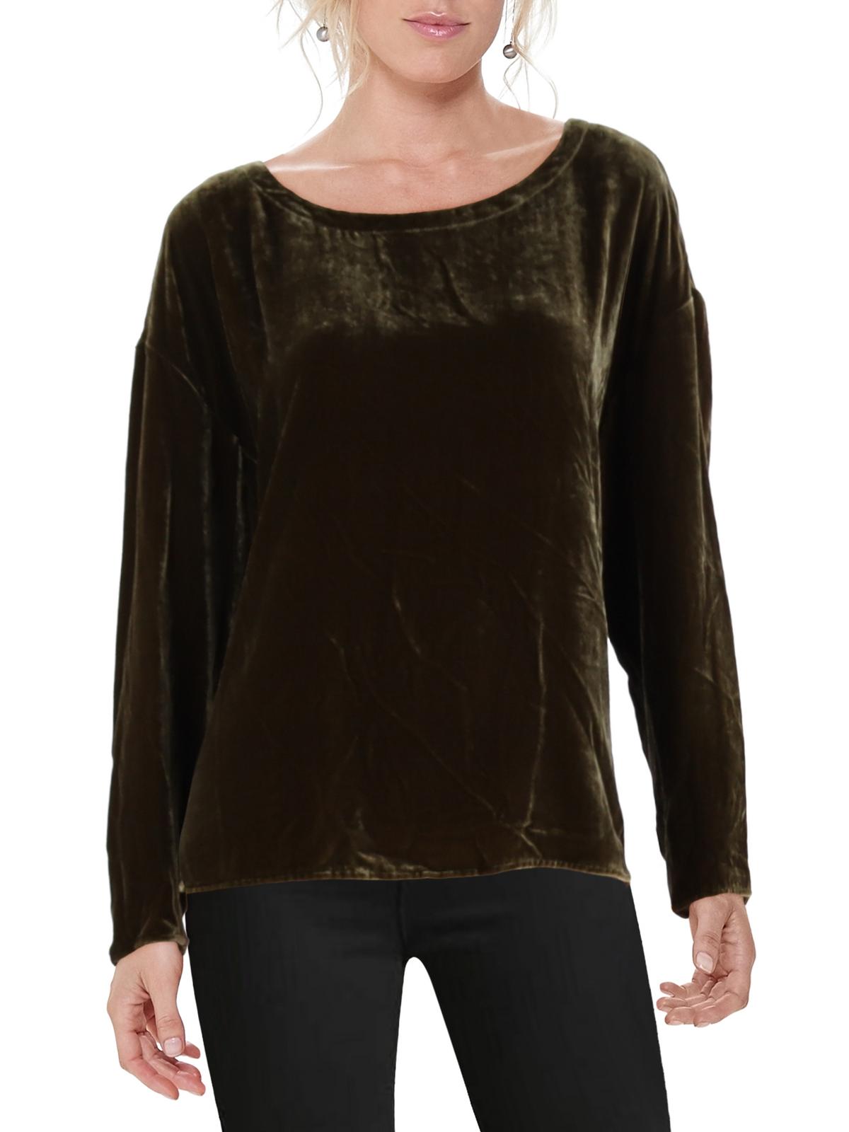 

Женский бархатный пуловер с длинными рукавами Eileen Fisher, цвет serpent
