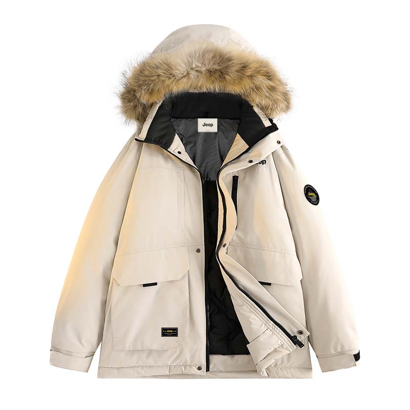 

Пуховик Unisex Thickened Parka Down Jacket Jeep, экрю