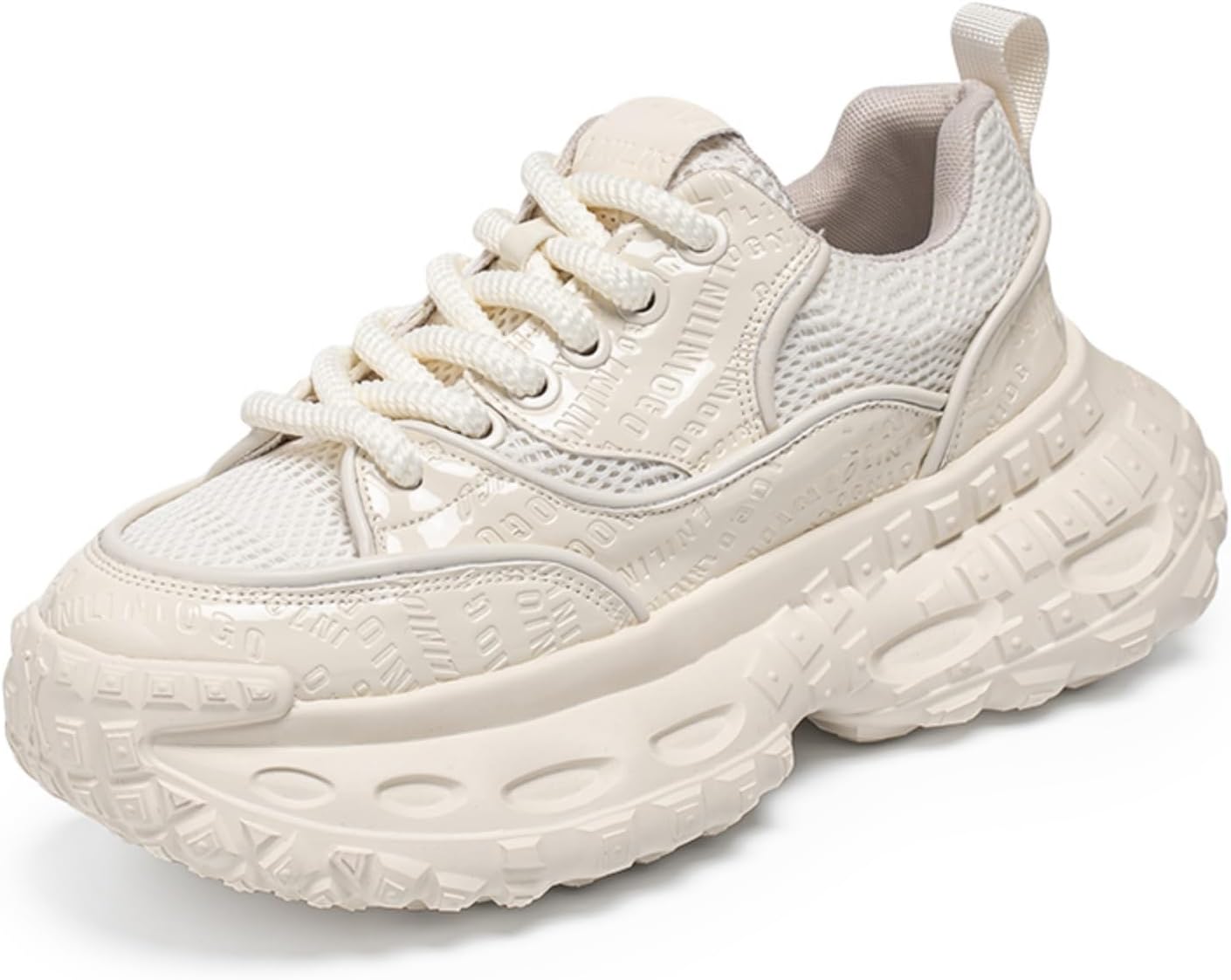 

Мужские массивные кроссовки для разных видов спорта - амортизирующая платформа, противовращающая стелька для тенниса, нескользящая подошва - идеально для бега, занятий в зале и прогулок в течение всего дня Kpdwfms, бежевый