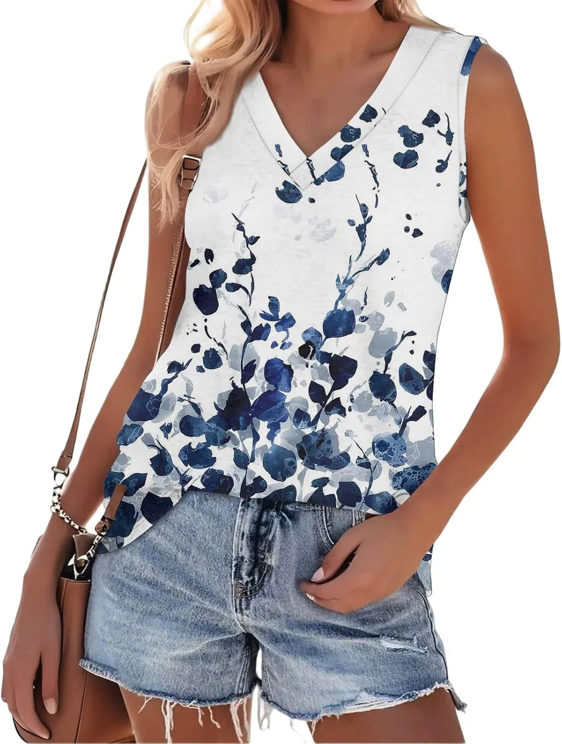 Майка на бретелях женская, свободного кроя, с V-образным вырезом, 2-beige