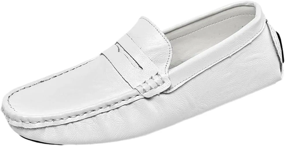 Лоферы мужские, кожаные, Loafers Slip-on, белый DHFIRUFSHLO