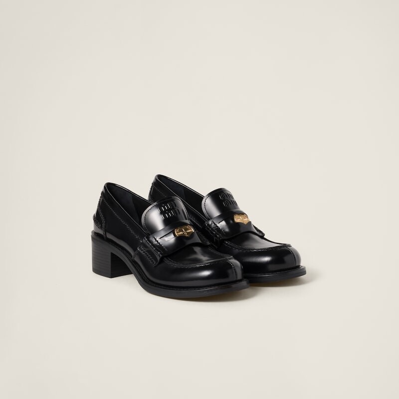 

Лоферы из матовой кожи Miu Miu, черный