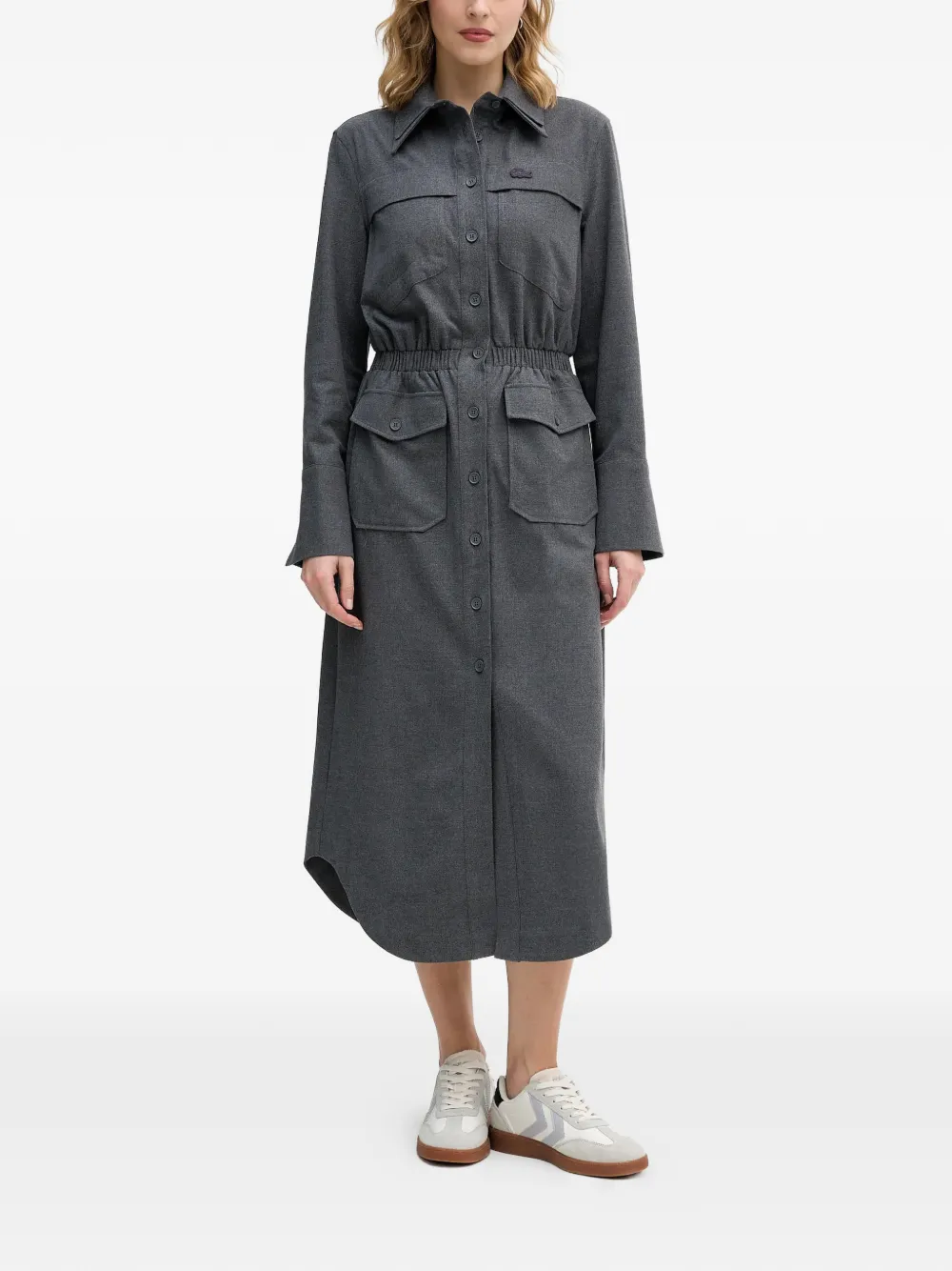 

Миди-платье с пуговицами и накладными карманами Lacoste, серый