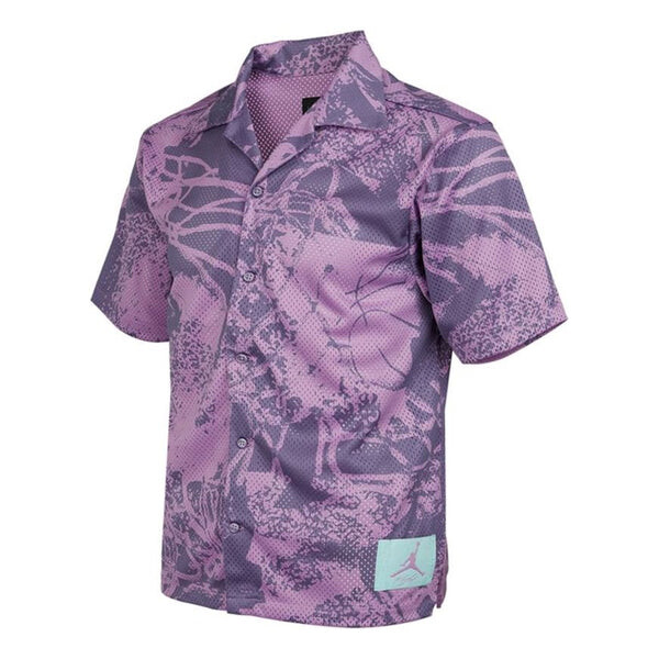 

Рубашка Men's Air Jordan Flight Knit Printing Loose Basketball Short Sleeve Light Purple Shirt, фиолетовый