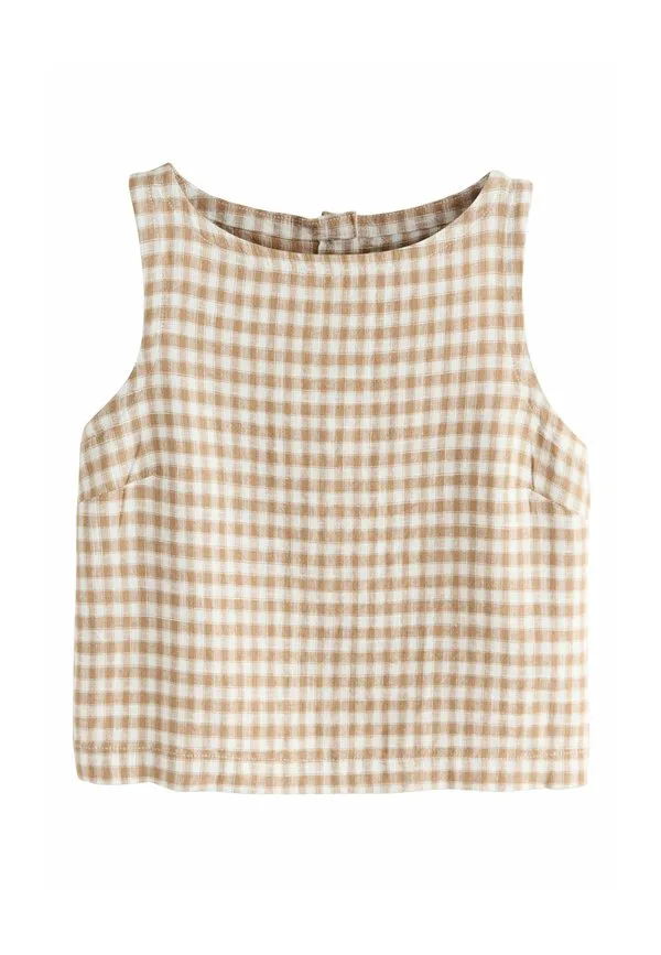 Рубашка с пуговицами стандартного кроя Next, Brown Ecru Gingham