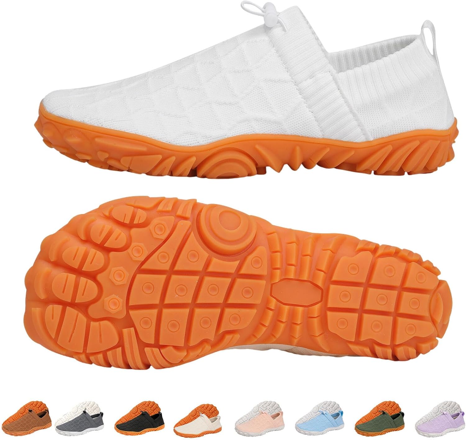 

Горные кроссовки для ходьбы для мужчин и женщин, с широкой носочной частью, противоскользящие, для бега, пляжа, плавания и бассейна Kiyenus, белый