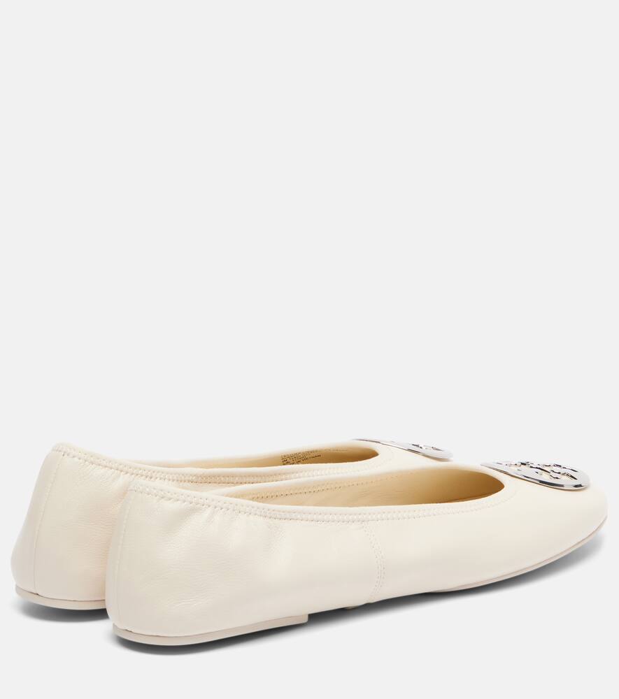 Туфли-балетки Reva Travel из кожи Tory Burch, Light Cream/Silver — фото 2